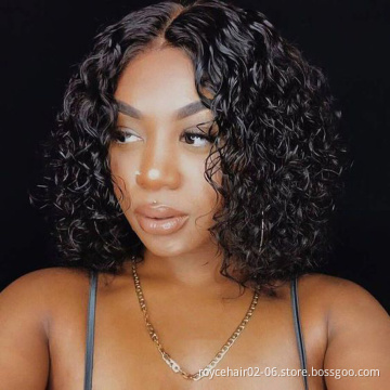 Luxuriant 100% Brazilian Virgin Human Hair Lace Wig Vendor 150% 180% Density Water Wave Curly Hair T Part Lace Front Wig
